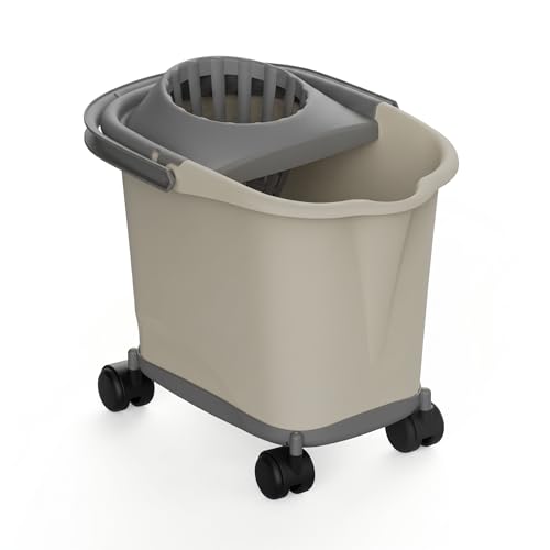 Cubo de Fregona Rectangular de Plástico con Escurridor y Ruedas 360º