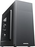 MOROVOL PC Case Support 5.25' ODD, ATX PC Case Pre-Install 1x120MM Fan+1x80MM Fan, Desktop ATX Tower Computer Case, USB 3.0 Classic Retro Design, Black,852
