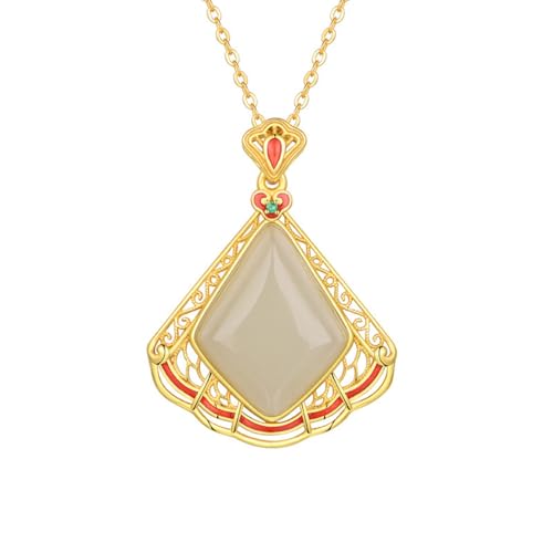 Collier Jade pour Femmes en Argent S925 Pendentif Hetian Vintage