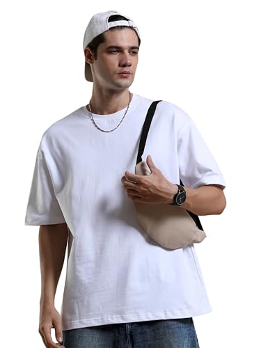 Image of Men's 240 GSM Cotton Oversized Tee - Heavyweight Bio-Washed Fabric | Premium Street Style | Super Soft, Thick & Breathable T-Shirt