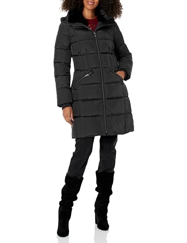 Manteau Anne Klein col fourrure synthétique contre le froid