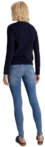Tommy Hilfiger Cardigã feminino sólido com coleção de botões regulares 2024, Desert Sky Navy., X-Sma