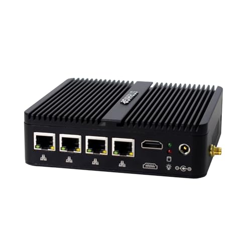 Firewall Mini PC OPNsense celeron J4125 Quad Core 4 LAN DDR4 RAM Gigabit Router SIM Slot Fanless Desktop Computer AES-NI HD COM 2USB3.0 4USB2.0 8 GB ethernet solid state drive