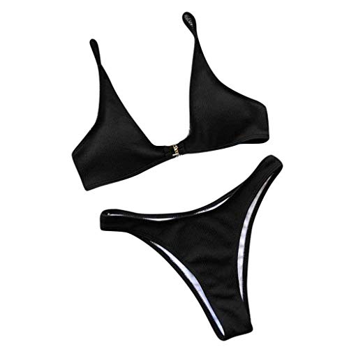 Women Velvet Padded Push up 2 Piece Bikini Sets Swimsuits，Bathing Swimsuit Beachwear,MmNote(Black)