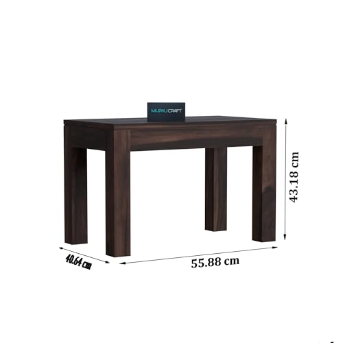Image of MURALICRAFT Wooden Dining Table 4 Seater | Dinner Table, 3 Chairs & 1 Bench | Four Seater Dinning | Solid Wood Sheesham, Walnut Finish