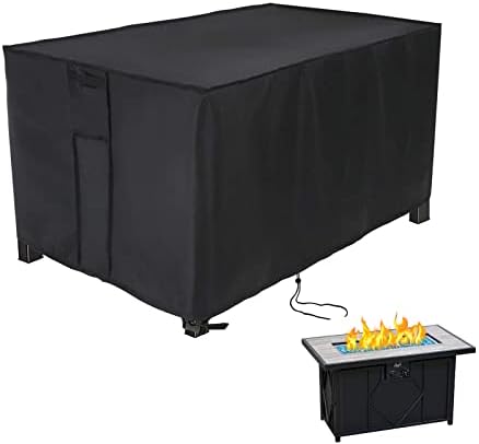 POMER Fire Pit Cover, Rectangular 42inch Firepit Cover for Outdoor Fireplace Waterproof Propane Fire Table Cover - 42x24x24inch