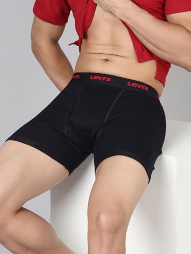 Image of Levi's 001 Classic Boxer Brief for Men | 100% Pure Cotton | Solid | Mid-Rise Men's Underwear | Anti-Roll Waistband | Durable Comfort with Extra Supportive Gusset | Functional Fly | Pack of 2
