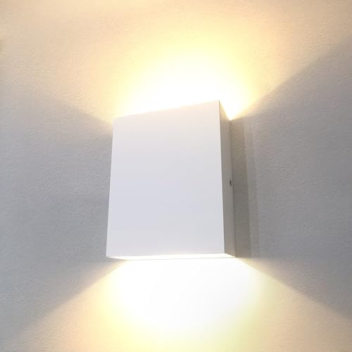 Image of KICAAO LED Wall Sconces Set of Two, 12W Wall Light, White Warm Light 3000K | Hardwired Aluminum Modern Wall Lamp, Up Down Wall Mount Lights for Living Room Hallway Bedroom Decor