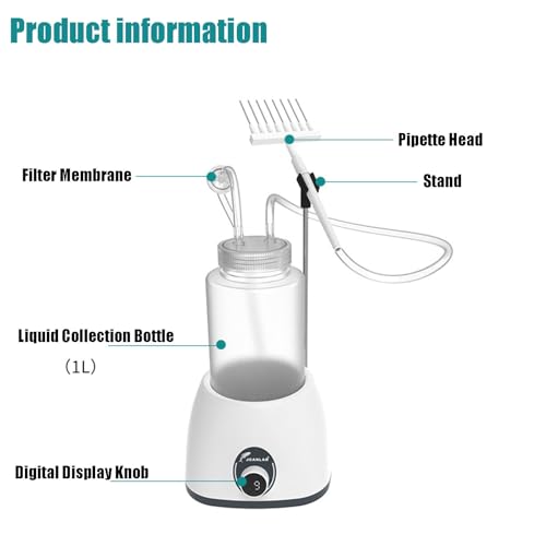 Botella de residuos de pipeta de laboratorio de 1 litro con cabezal de aspiración de 8 canales y velocidad ajustable para un reciclaje eficiente de líquidos