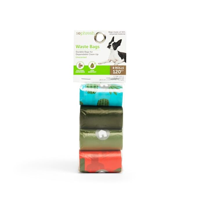 Image of So Phresh Multicolor Cactus-Print Unscented Dog Waste Bags Count of 120