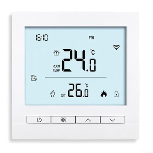 Sandyseptember Termostato de calefacción con pantalla táctil para aplicación Tuya, para sistemas de calderas de gas, carcasa ABS, fácil control remoto de temperatura