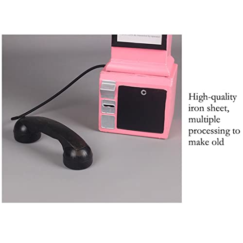 Teléfono vintage pared estilo retro rosa miniatura 5