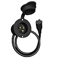 15 Amp AC Power Inlet Port Charger Plug, by Journeyman-Pro 110-125 Volt Socket, Waterproof Electrical Outlet Receptacle, 20-Inch Integrated Outdoor RV/Shore Extension Cord 5-15R (5278GCP1)