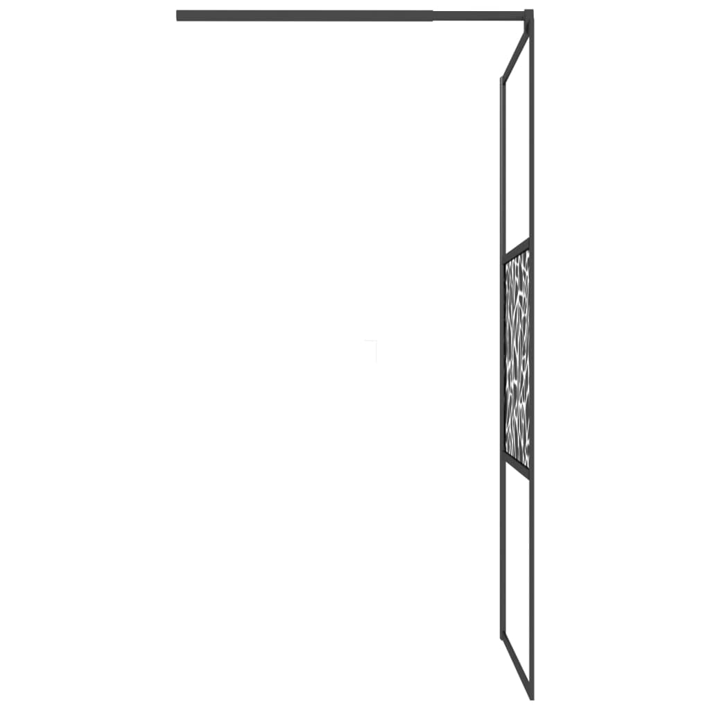 vidaXL Parete Doccia Walk in 100x195 cm Vetro ESG Design Pietre Nero