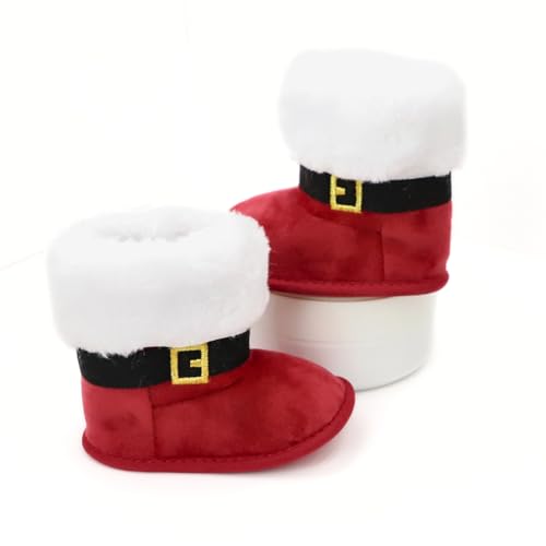 Cute Xmas Style Comfortable Boots For Baby Boys And Girls, Soft Warm Plus Fleece Boots For Indoor Walking, For Holiday & Party Dressing, Winter3