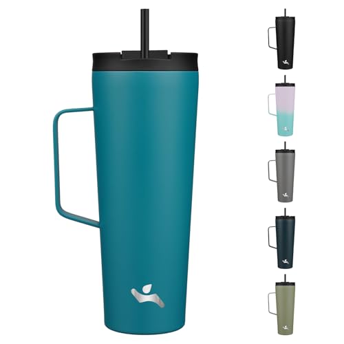 Image of Konokyo 26 oz Insulated Tumbler with Handle & Straw, Stainless Steel Mug