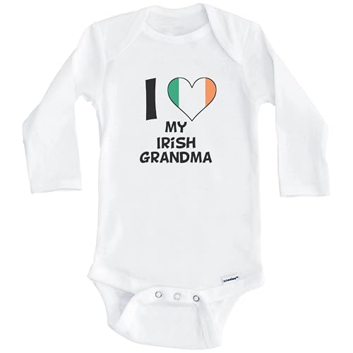 Really Awesome Shirts I Heart My Irish Grandma Ireland Flag One Piece Baby Bodysuit (Long Sleeve)