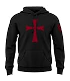 Fantastic Tees Knights Templar Holy Crusader Cross Sweatshirt Hoodie (Black, XL)