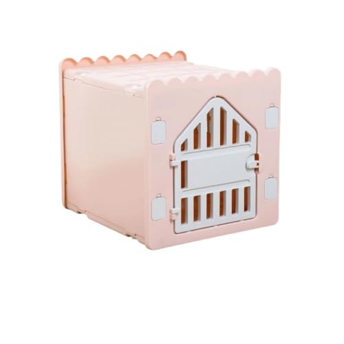 Pisipe 猫の巣 四季 雨よけ 子猫 猫ハウス 犬小屋 屋内 半密閉 分娩室 車載 ケージ 外出用 ポータブル 家庭用 プラスチック ペットハウス 屋外兼用 防雨 洗える コンパクト 小型犬 快適 取り外し可能 (窓なし 窓あり,ピンク)