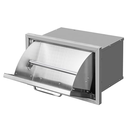 Image of Outdoor Kitchen Drawers with Paper Towel Holder 16 inch W x 10 inchH x 10 inchD Stainless Steel Paper Towel Drawer Flush Mount Access Drawers for Outdoor Kitchen Island, Patio Grill Station
