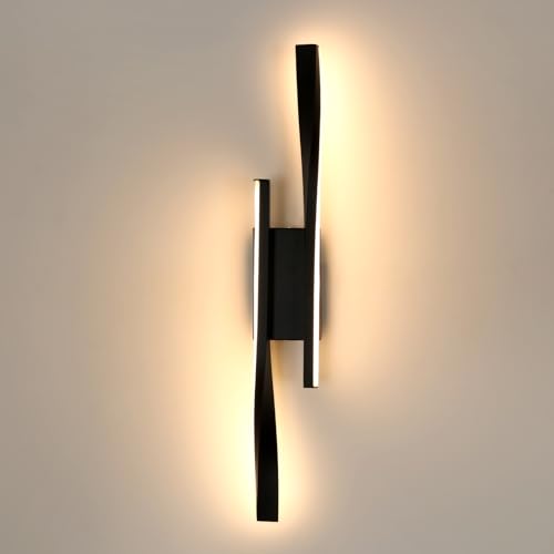 Riserva Aplique de Pared LED, 16W Lámpara de Pared Moderna Negro para Dormitorio, Salón, Escalera, Pasillo, 3000K Luz Blanco Cálido