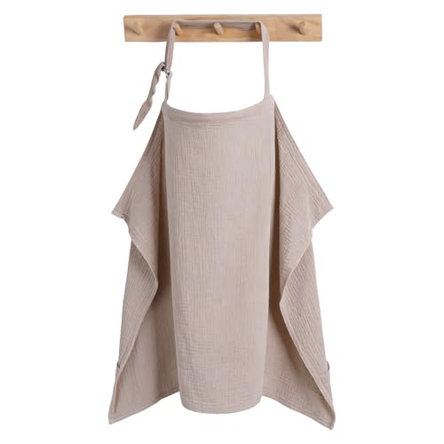 Blissful Diary Muslin Stilltuch für Stillende Frauen Atmungsaktives Stillschal mit Bogenausschnitt Praktisches Stilltuch für unterwegs Sand