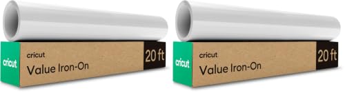 Image of Cricut Value Iron-On, White (12 in x 20 ft)- HTV Heat Transfer Vinyl, (Pack of 2)