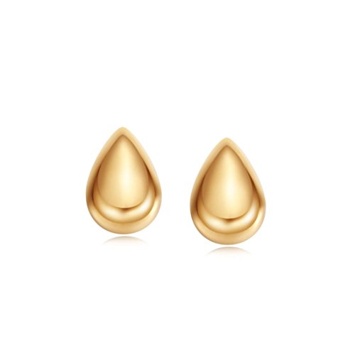 Carleen 18K Real Solid Yellow Gold Cute Mini Tiny 5Mm Small Love 3D Hollow Lightweight Dewdrop Stud Sleeper Earrings Dainty Fine Jewelry Earrings For Women Teens Girls #TOP14