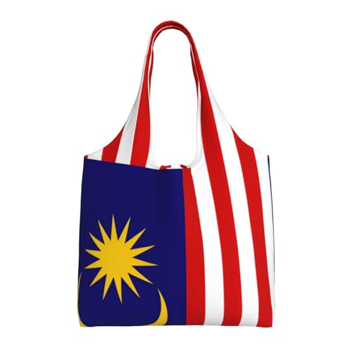 Sac fourre-tout drapeau Malaisie en toile grand volume pour les courses