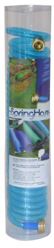 Plastair SpringHose PUW650B93OT-AMZ Light Polyurethane Lead Free Drinking Water Safe Recoil Garden Hose, Blue Translucent, 3/8-Inch by 50-Foot