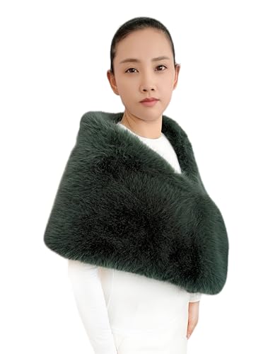 Lina & Lily Women's Winter Wedding Party Evening Shawl Boa Wrap Stole Long Pile Faux Fur with Velvet Lining2