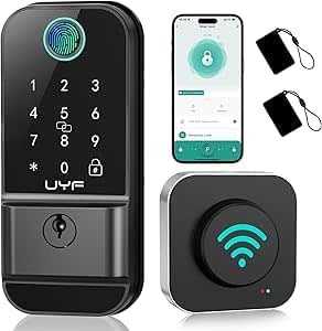 WiFi Keyless Entry Door Lock: UYF Fingerprint Smart Door Lock with ... - Wifi Keyless Entry System For Rental Apartments