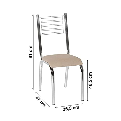 Conjunto de Mesa com Tampo de Vidro 4 Cadeiras Camila Ciplafe Cromado/linho Bege