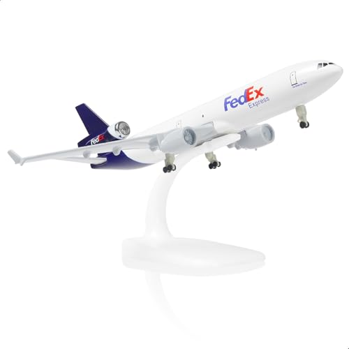 QIYUMOKE MD-11 1/300 Diecast Metal Airplane Model Kits with Stand (8.3-inch L) Cargo Airplane Model...