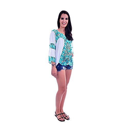 Blusa Saída De Praia Rendada Decote e Frente