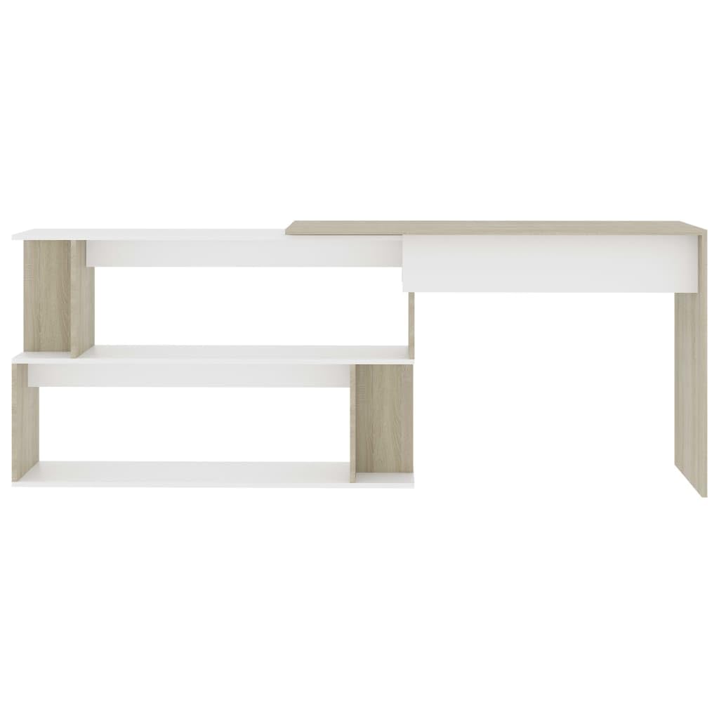 vidaXL Escritorio Esquinero de Ordenador Estudio Ejecutivo Oficina Despacho Mueble Duradera Robusta Estable Madera Contrachapada Blanco Roble Sonoma