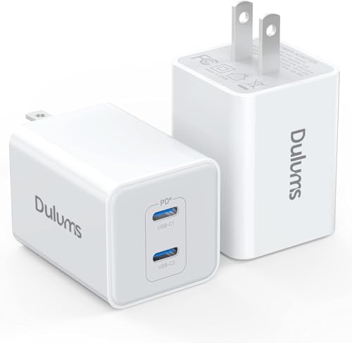 Image of USB C 20W Wall Charger, 2 Pack Dual Port 40W PD 3.0 Type C Fast Charging Block, Durable Portable Charger for iPhone 11 /12 /13 /14 /15 /16 Pro Max, iPad Pro, AirPods 4, for Apple Watch 10, Samsung Galaxy