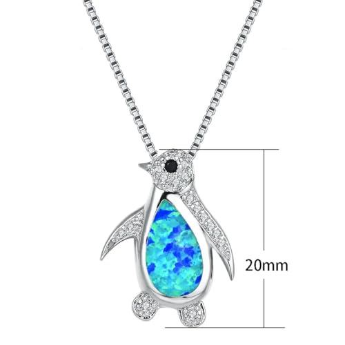 Collier pingouin en argent et opale, cadeau d'anniversaire