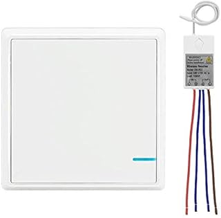 Thinkbee Wireless Lights Switch Kit, No WiFi Wiring Needed Light Switch with Easy-to-Install Receiver, Outdoor 1700ft Indoor 330ft IP66 Waterproof Remote Control Wall Switch Panel for Led Lamps 1000W