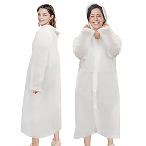Rain Ponchos for Adults Reusable (2 Pack), Waterproof EVA Raincoats with Hood & Drawstring for Women & Men