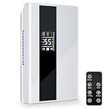 PKBD Deumidificatore con Serbatoio 2200ML, Telecomando, Display LCD, Ultra Silenzioso (<30dB) per Camera da Letto, Bagno, Cucina, Auto Spegnimento, Fino a 25㎡
