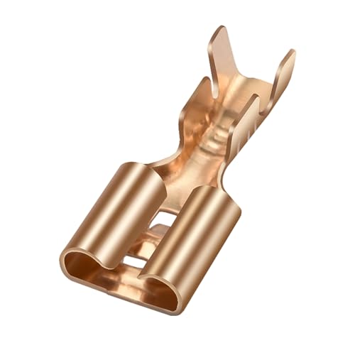 Heschen 100 Stück Flachsteckhülsen 6,3 mm Messing nicht isoliert für Kabel 1-1,5 mm²