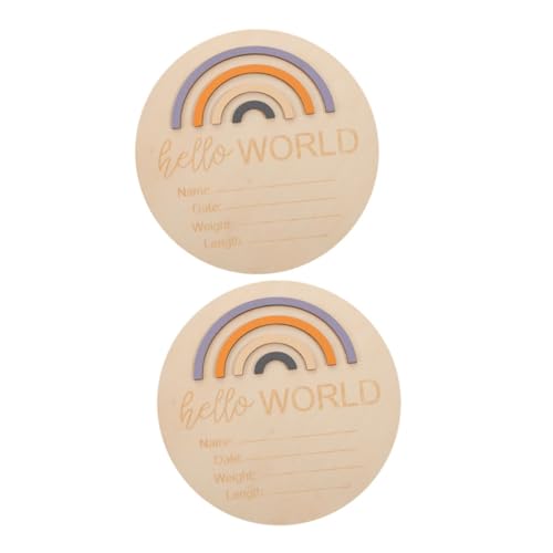 Beatifufu Wooden Baby Month Cards Custom Announcement Board Round Name Sign Newborn Birth Announcement Random Color
