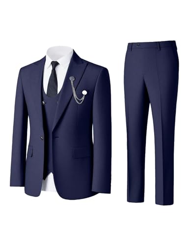 Wehilion Men's Slim Fit Suit Set Double Breasted, 3 Pieces Formal Bussiness Suits for Men Wedding Prom Suits3