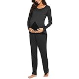 ropa premama otoño invierno El pijama de lactancia es el pijama perfecto para la maternidad en primavera y verano. El suave jersey de viscosa garantiza un ajuste perfecto y una sensación agradable en la piel.