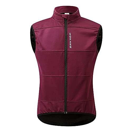 WOSAWE Herren Fahrradweste Dünnes Fleece Thermal Winddichte ärmellose Jacke Freizeit Softshellweste (Rot L) Cover