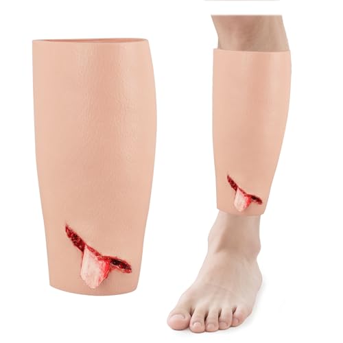 Image of Wound Packing Trainer, Wearable Open Fracture Leg Simulator | Wearable Open Fracture Simulator with Exposed Bone and Torn Tissue for Wound Packing, Trauma Response and Medical Training