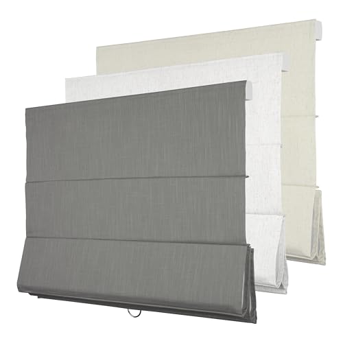 Boolegon Blackout Roman Shades for Indoor Windows, Linen Grey, 37"W X 36"H