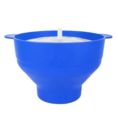Silicone DIY Microwave Popcorn Bowl Bucket Red Maker With Lid Chips Fruit Dish Kitchen Easy Tools(Blue S)
