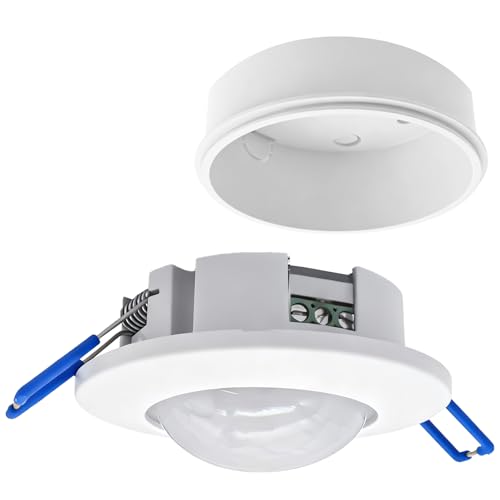 Détecteur de mouvement pour plafond intérieur, montage encastré et en surface, détecteur de présence avec temps réglable de 10 s–10 min, portée 6...